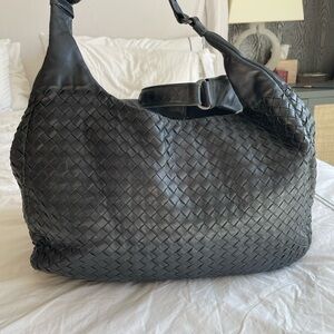 Bottega Veneta Black Woven Leather Hobo Bag